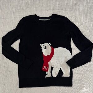 Banana Republic Black Sweater with Polar Bear and Red Scarf